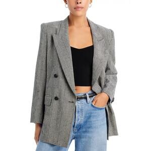 Generation Love Plaid Penelope Oversized Double Breasted Blazer Gray Size XS